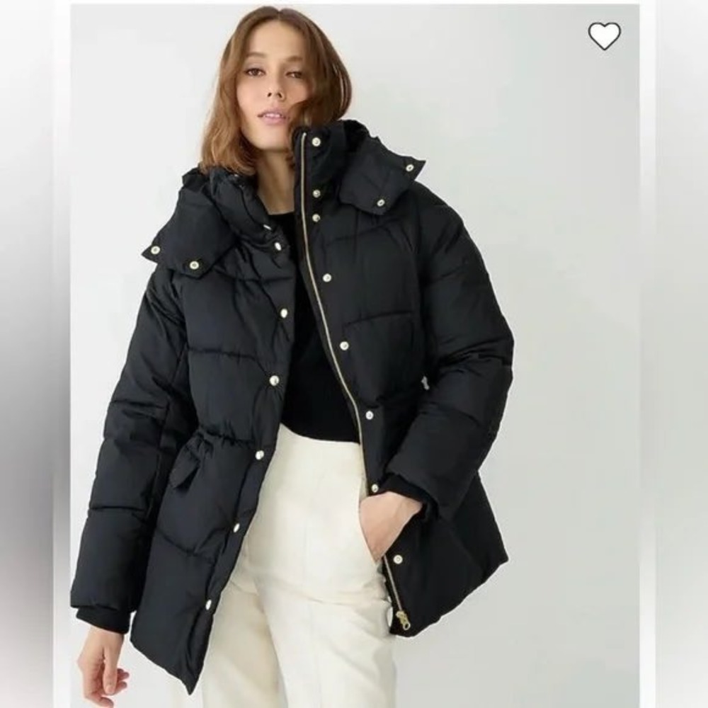 J.Crew | Chateau Puffer Jacket Large Black Water-Repellent‎ PrimaLoft BM538